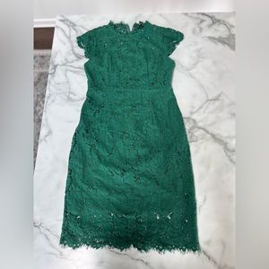 Lace Green Fitted Midi Dress